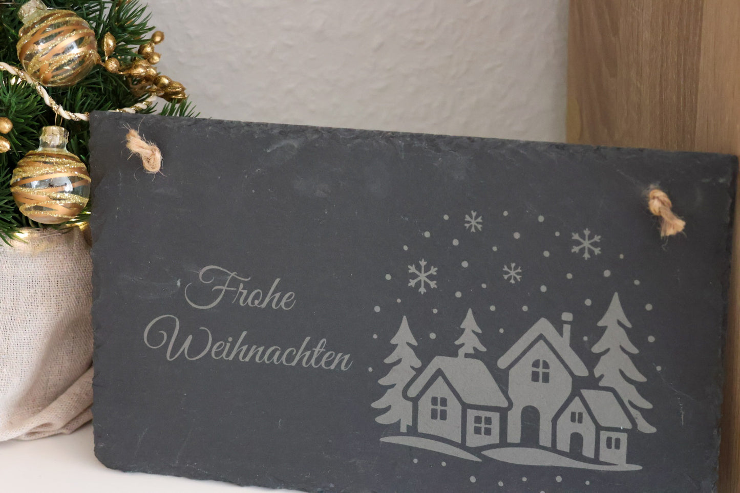 Schiefertafel Winterdorf